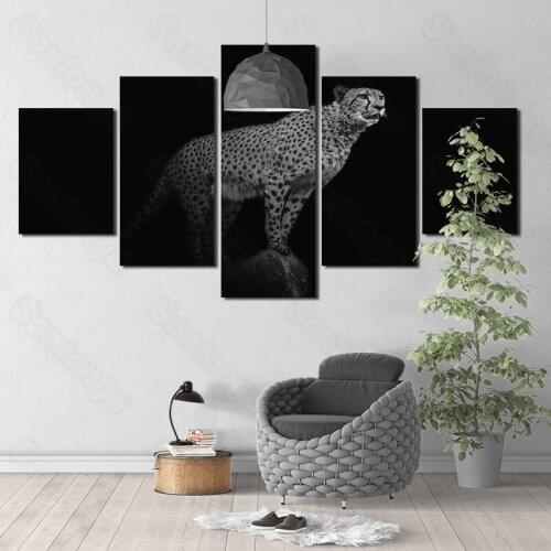 Frameless Painting Cheetah Standing Personality Art Poster Living Room Decoration Sofa Background Wallpaper 3D Stereo Wall