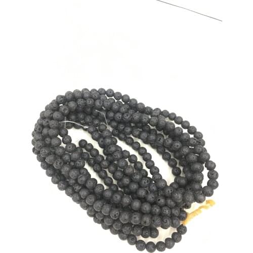 New Volcanic Rock Black Lava Stone Smooth Loose Beads 4-12mm for Jewelry Making Charm Accessories DIY