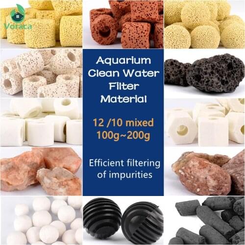 100-200g Bio Balls Clean Water Filter Material together of 10/12 kinds Activated Carbon Respiratory Ring Aquarium Filter Media