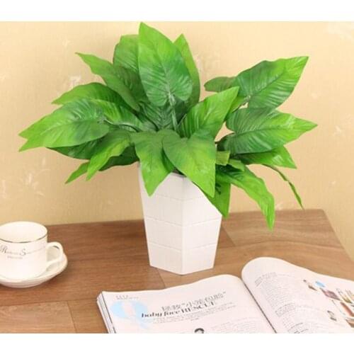 Green Artificial Leaf Flower Silk Green 14 Leaves Flowers For Wedding Scrapbooking Garden Diy Decorative Floristry Craft