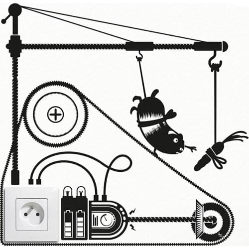 KUCADA creative mouse wall sticker home decor mural art decal diy wallpaper pvc switch sticker black WP1435