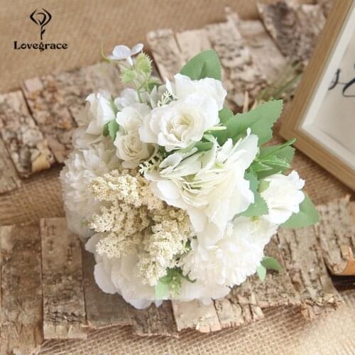 Lovegrace Wedding Silk Flower Bridesmaid Bouquet Artificial Flower Bridal Bouquet Fake Flowers Marriage Wedding Bouquets Flowers