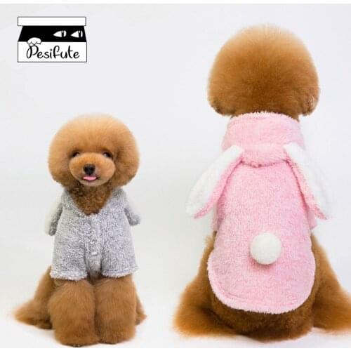 Cute Pet Dog Clothes Rabbi Style Fleece Pet Hoodie Autumn Winter Soft And Warm Coat With Cap Warm Dog Clothes 2 Colors 5 Sizes