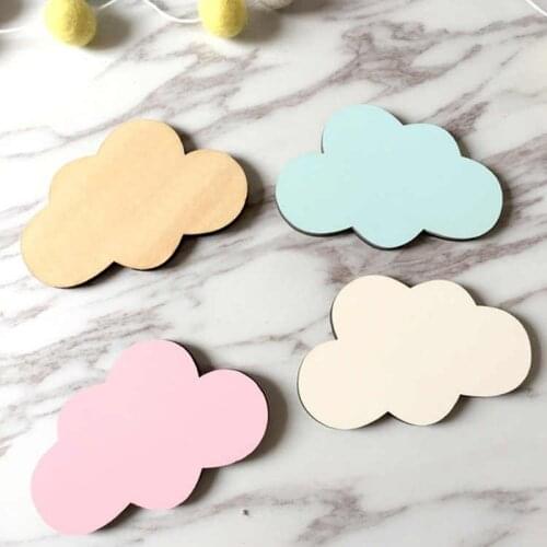 Wall Decorative Hook for Kids Room Clouds Shape Wooden Hooks DIY Decorative 3D Sticker Childrens Bedroom Art Adornment