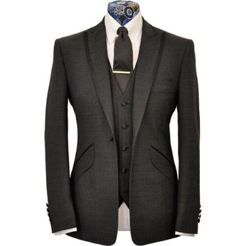 Latest Coat Pant Designs Classic Smoking Grey Men Suit Slim Fit Skinny 3 Piece Tuxedo Custom Formal Groom Prom Suits Masculino
