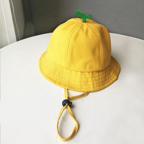 Children Cute Yellow Bucket Hat Spring Fall Summer Bean Sprout Sun Hats For Kids Protect Foldable Fisherman Panama Cap