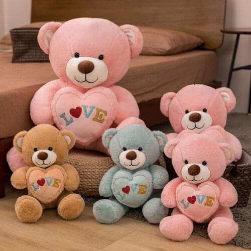 1PC 90cm Huggable Teddy Bear Plush Toy with Love Heart Cute Soft Animal Doll for Kids High Quality Girls Lovers Valentine Gift