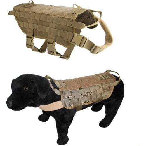 Tactical Dog Vest Breathable Military Police Dog Clothes Harness Training Hunting Outdoor Molle Dog Vest Harness Adjustable Size