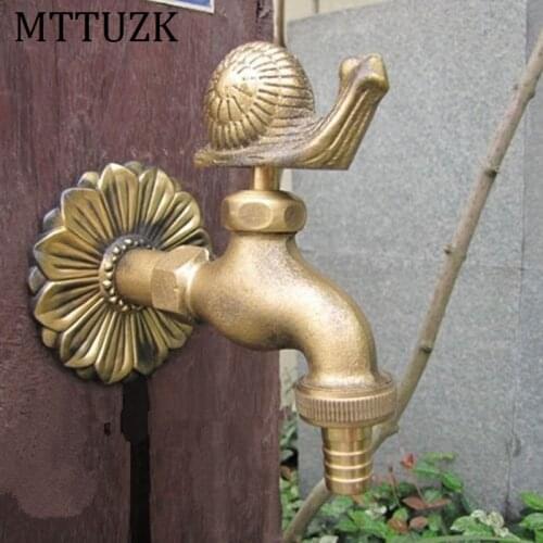 Outdoor Decorativ Garden Faucet Animal Shape Bibcock Antique Brass Snails Tap For Washing Mop/Garden Watering Animal Faucet