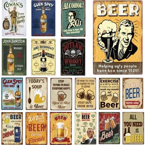 Beer Rustic Look Vintage Garage Metal Tin Signs Man Cave Shed and Bar Decoration Sign