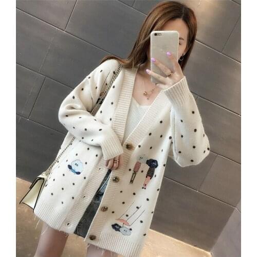 Japanese Kawaii Cute Anime Knit Long Jacket Sweater Casual Top Women Cardigan