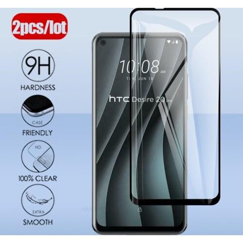 2Pcs Protective Tempered Glass on For HTC Desire 20 Pro (2q9j100) 6.5" Full Cover Screen Protector Glass Film