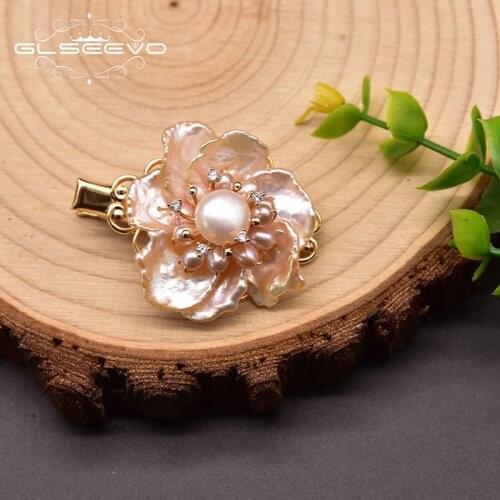 GLSEEVO Natural Freshwater Baroque Pearl Hair clip For Women Girl Flower Design Wedding accessories 2021 jewelry GH0017A