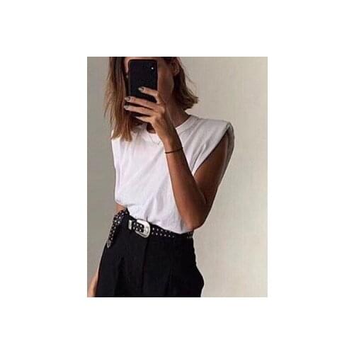 Elfstyle Top Version Ladies/Female Cotton Sleeveless Round Neck Black/Khaki/White Top