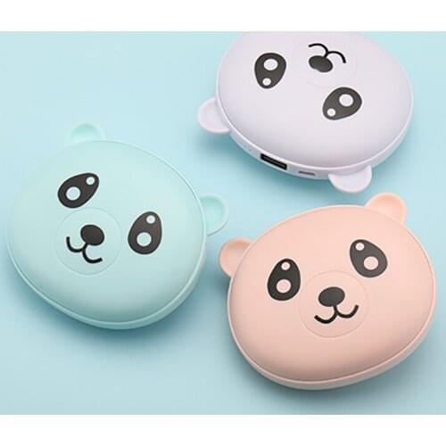 Winter Portable USB Hand Warmer Mini Cute Cartoon Bear Rechargeable Mobile Power Hands Warmer Double-sided Quick Heating 4000mAh