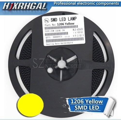 1Reel 3000pcs yellow 1206 SMD LED diodes light new and original hjxrhgal
