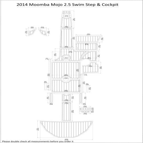 2014 Moomba Mojo 2.5 Swim Step & Cockpit Pad Boat EVA Teak Decking 1/4" 6mm