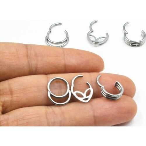 50pcs/lot Free Shipping Seamless Hinged Segment Ring Septum Clicker Cartilage Nose/Lip Ear Diath Helix Hoop Rings 16GX8/10MM