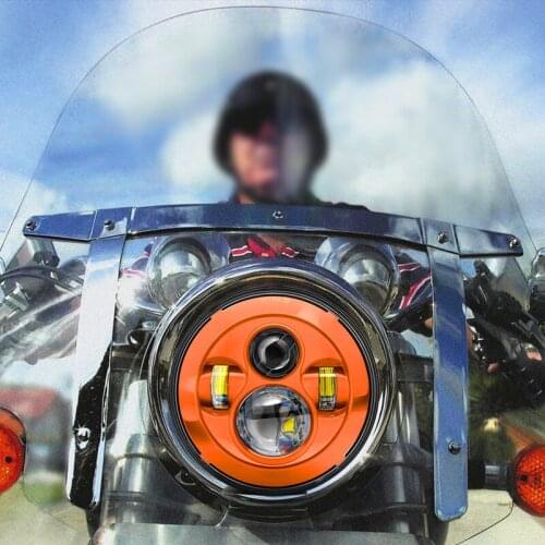 7" Inch LED Projector Moto Orange Headlight for FLS, FLSS, FLSTC, FLSTF Street Glide Softail FLHX Touring
