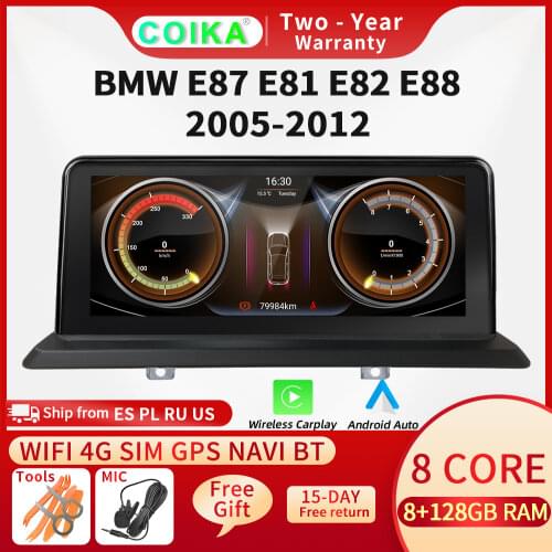 COIKA IPS Car Stereo For BMW E87 E81 E82 E88 Android 10.0 System 2+32G RAM GPS Navi Screen WIFI Google Carplay Idrive Multimedia