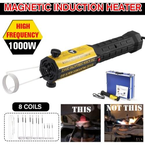 Flameless 1000W Magnetic Induction Heater with 6 Coils 2 Wires Kits Car Repair Tool Bolt Remover Mini Induction Heater EU Plug