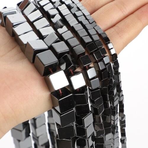 Cube Black Hematite Beads Square Natural Stone Beads Loose Beads For Jewelry Making DIY Bracelet Accessories 2--1mm