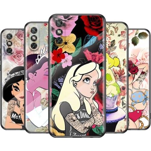 Tempered Glass Cover Disney Animation Alice Princess For Huawei Y6 Y7 Y9 Y5P Y6P Y8S Y8P Y9A P Smart Z 2019 2020 2021 Phone Case