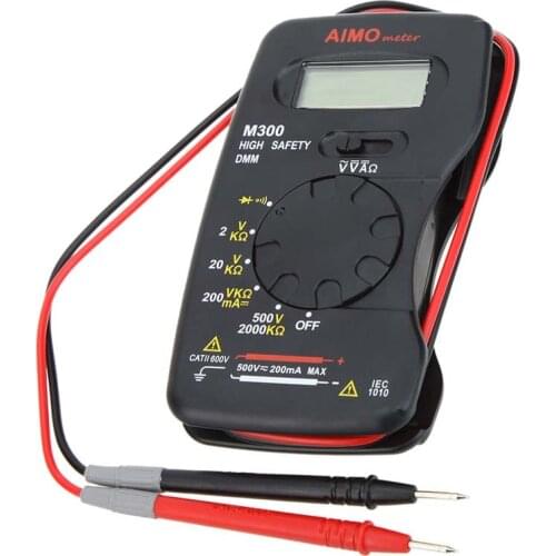 Pocket Size Digital Multimeter Leads LCD Digital Tester Buzzer Desktop Meter Mini M300 DMM Digital Voltmeter Ammeter Ohm Tester