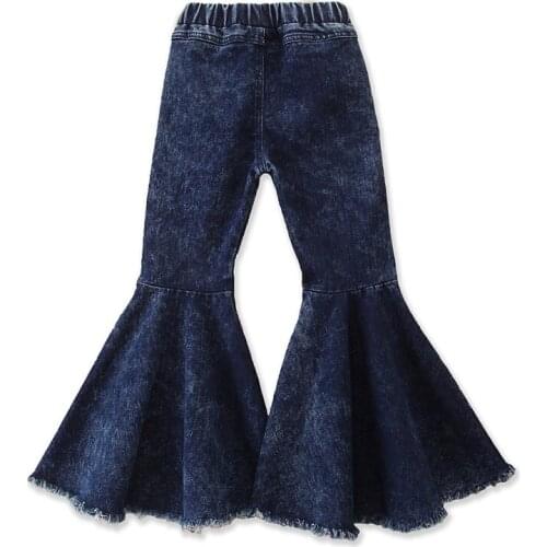 1-6Yrs Children Girls Flare Pants Soft Solid Color Toddlers Kids Elastic Jeans Korean Style Children Trousers