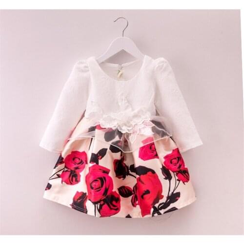 Cute girl lace dress floral print elegant lace princess dress for 3-8years girls kids children party dinner dress clothing