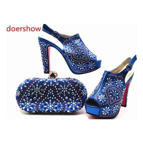 Doershow Nigerian Style Woman Shoes And Bag Set Latest peach Italian Shoes And Bag Set For Party Dress free shipping!SMQ1-1