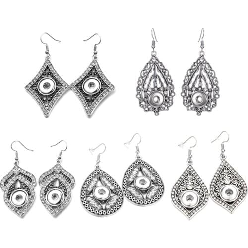 Hot Sale Fashion Interchangeable Crystal 002 Earring Fit 12mm Snap Button Earring For Women Christmas Gfit Charm Jewelry