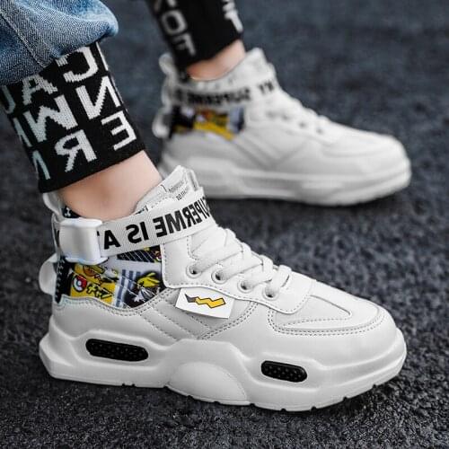 2021 Hot Sale Shoes for Teenage Boys Breathable High Top Walking Sneakers Kid Autumn Youth Casual Boys Children Leather Sneakers