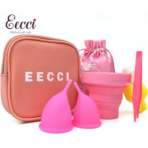 EECCI Copa Menstrual Collector Reusable Menstrual Cups FDA 2020 Vaginal Care Cup Feminine Hygiene Product Lady Cups & Sterilizer
