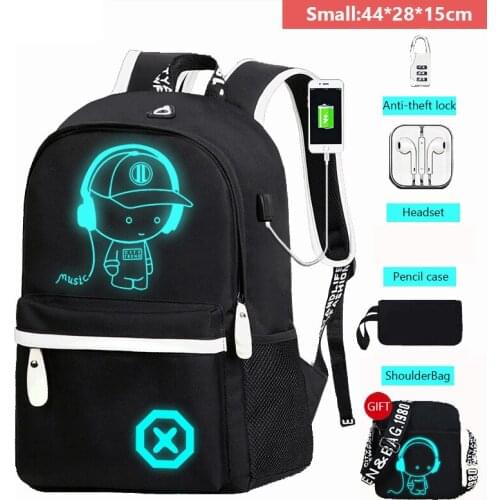 Fashion Student School Backpack Luminous USB Charge School Bag For Teenager Boy Anti-Theft Childrens Schoolbags Laptop Backbag