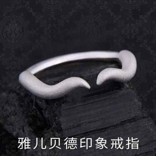 Anime Overlord Ⅲ Albedo Corner Rings S925 Ring For Men Women Adjustable Fashion Jewelry Cos Christmas Gift C