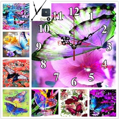 Diamond embroidery set clock diamond painting with clock Butterfly 5ddiamond mosaic sale clock rhinestone pictures wall sticker