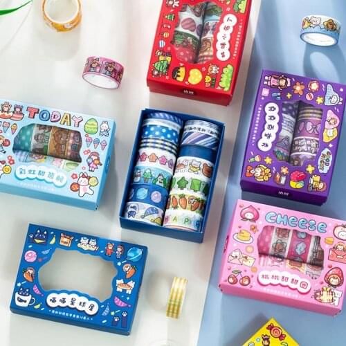 16Pcs Cute Cartoon Washi Tape Set Kawaii Girls Masking Tape Sticker Scrapbooking DIY Decorative Diary School Stationery Supplies