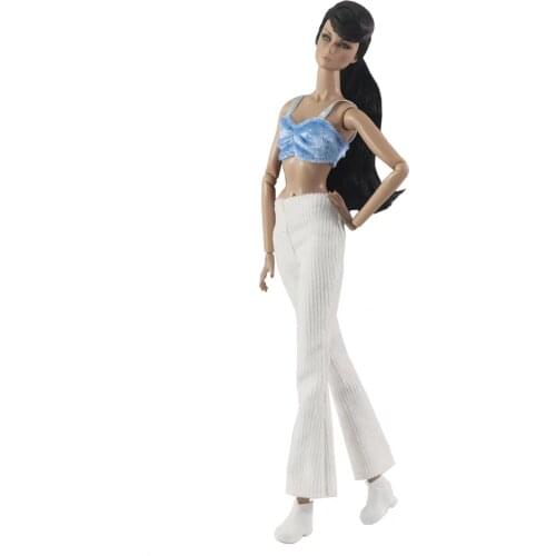 Charming Outfits for Barbie Doll CD FR Kurhn 1/6 BJD Doll Clothes Blue Shirt Bra Pants Trousers Handbag 11.5" Dolls Accessories