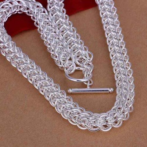 N139 Sterling Silver color Necklace, Full Circle TO Necklace 18 inch Fashion Round Silver color Chain