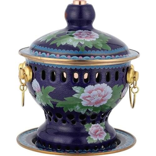 Chinese style cloisonne hot pot split design, easy to clean multi-function household enamel thickened small hot pot