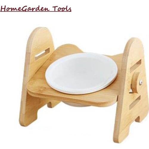 Raised Pet Bowl for Cats and Small Dogs Adjustable Elevated Dog Cat Food and Water Bowl Stand Feeder with 2 Ceramic Bowls