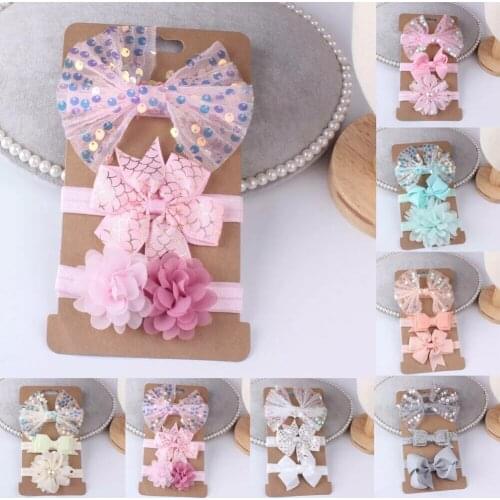 New 3PCs Baby Girl Toddler Lace Flower Hair Band Headwear Kids Headband Accessories