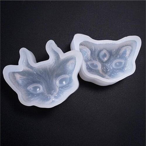 Silicone Mold 2/3-eye Cat Head Jewelry Making DIY Handicraft Mould Epoxy Tool Mirror crystal epoxy glue mold diy jewelry demon