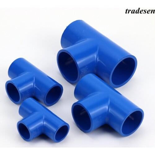 1pc Inner Dia 20 - 50mm Blue PVC Tee Connector Aquarium Fish Tank Tube DIY Tools Garden Water Connectors UPVC Pipe Joints