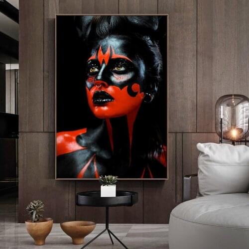 Modern Portrait Painting on the Wall Art Posters and Prints Canvas Beautiful and Scary Devil Picture for Living Room Home Decor