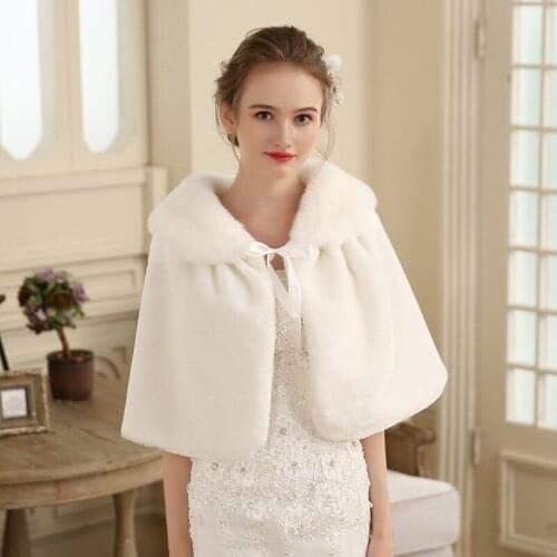 White Red Wedding Cape Cover Up Stole Faux Fur Wraps And Shawl Bridal Accessories Shrugs For Women Bolero Fur Wraps