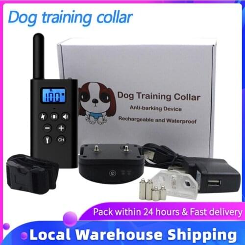 Eu warehouse dog training collar electronic collar waterproof vibrator Bark stopper 3 training modes dog collar vibrador