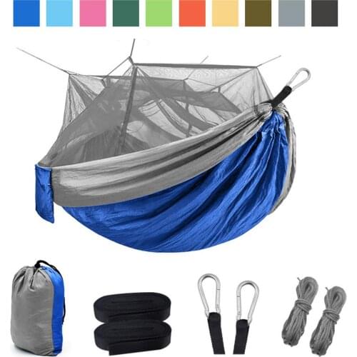 Camping Hammock with Mosquito Net Portable Double/Single Hammocks with Bug Insect Net Tree Straps for Outdoor Backpacking Travel