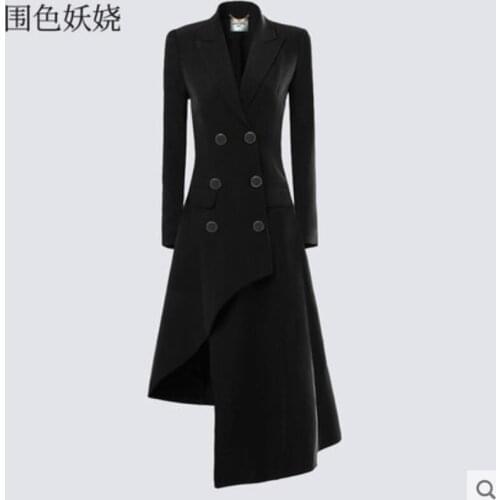 Spring suit dress womens trench coats female irregular windbreaker skirt mid-length atmospheric slim professional long skirt